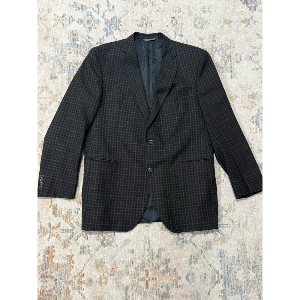 Vintage Jack Victor Executive Collection Brown Plaid Wool Blazer Men's 44L